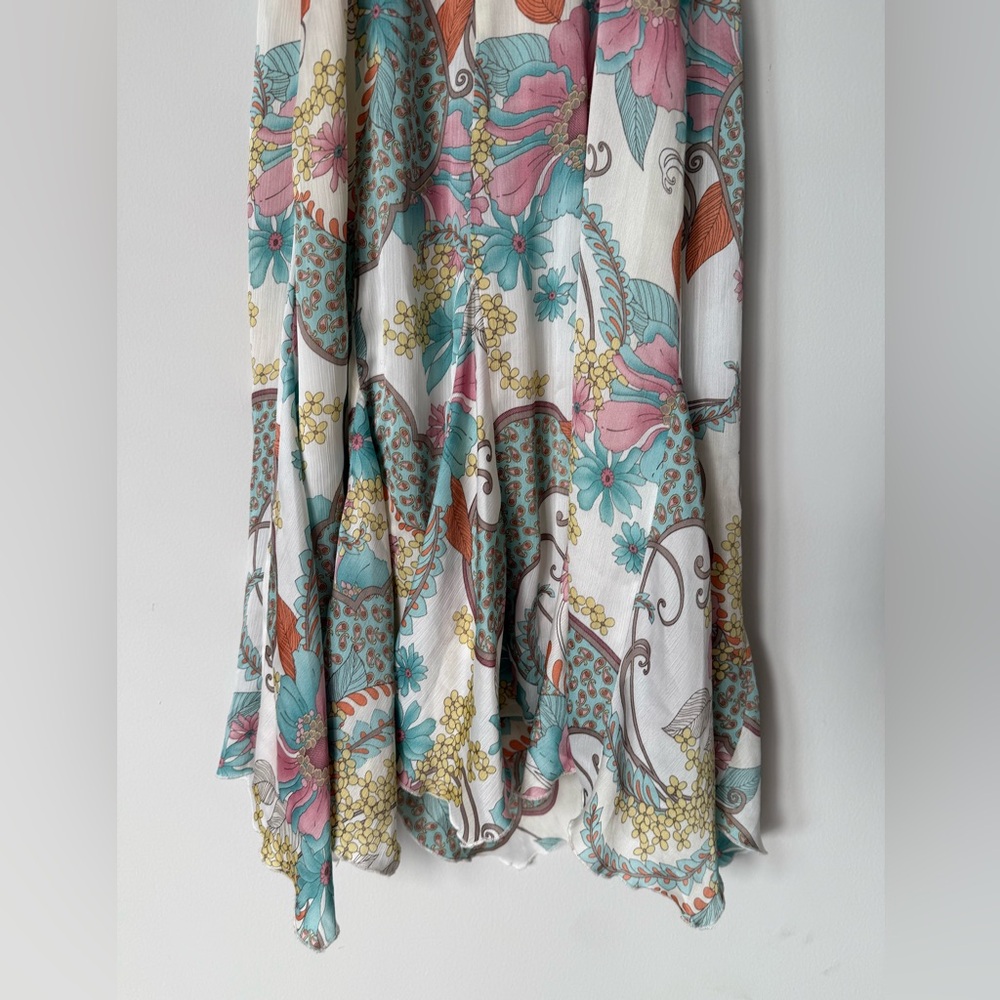 Vintage Y2K Fairycore Floral Paisley Asymmetrical Hem Midi Girlhood Core Dress - Picture 7 of 13